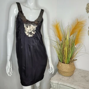 Seduce Size 6 Women's Black Silk Metal Detailing Dress - Picture 1 of 9