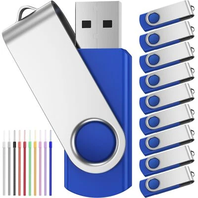 Lot de 10 Clé USB 2.0 4Go Pas Cher Clefs USB Rotatif Pas Chère 4Go pour PC Bleu - Photo 1/4