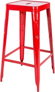 Handcrafted Red Metal Stool Stackable Brunel Breakfast Bar Stool 77cm High - Picture 1 of 4