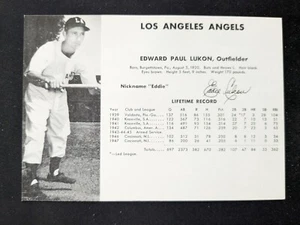 1948 PCL Los Angeles Angels Baseball Card - Edward Paul Lukon (EX/NM) - Bild 1 von 3