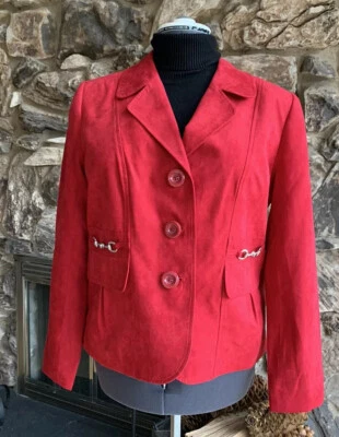 Studio Works Women Faux Suede Red Jacket 12 - Image 1 of 4