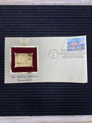 THE WORLD OF DINOSAURS-First Day of Issue 1997 Gold Stamp Replica 32 cent  - Image 1 of 4