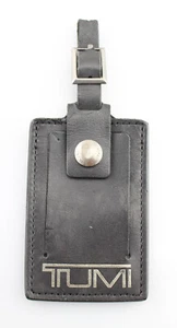 TUMI 'Alpha' Black / Silver Leather Luggage Tag - Large - Picture 1 of 2