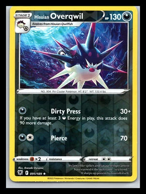 Hisuian Overqwil Reverse Holo SWSH10: Astral Radiance #091/189 - Image 1 of 2