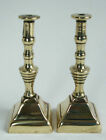 Antique Square Based Miniature Brass Dolls House Fireplace Candle Sticks.