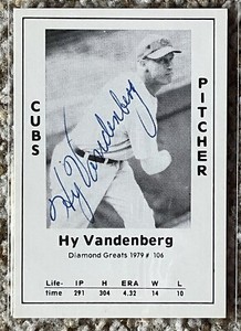 Hy Vandenberg signed Diamond Greats - Cubs