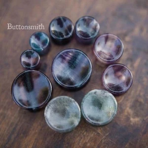 Pair of Concave Rainbow Fluorite Stone Plugs Double Flared ear lobe - 00g to 1" - Picture 1 of 4