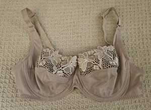 Elena Intimates Floral Embroidered Lace Bra Taupe Size 42D - Picture 1 of 10
