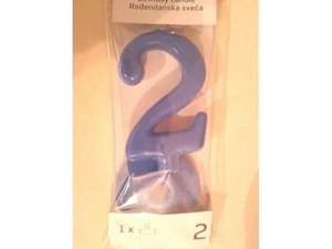 BIRTHDAY CAKE CANDLE NUMBER 2 NEW BLUE - Picture 1 of 1