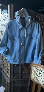Lady Denim Jacket Plus Size All Seasons Removable Hood 120 Cm Bust A1 Condition. - Picture 1 of 10