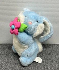 Vintage Chosun Blue Bunny Rabbit 9.5" Plush With Nylon Flower Stuffed Animal - Picture 1 of 4