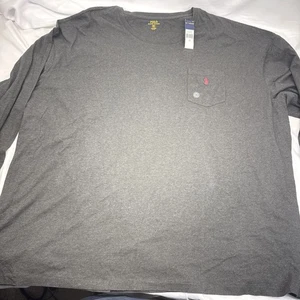NUEVO CON ETIQUETAS Ralph Lauren Polo Para Hombres Gris Marino Crew Camiseta Manga Larga Talla. 6XL Big 6XB - Imagen 1 de 11