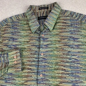 Jhane Barnes Button Down Shirt Mens Large Japanese Woven Fabric Abstract Retro - Picture 1 of 13