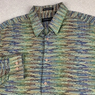 Jhane Barnes Button Down Shirt Mens Large Japanese Woven Fabric Abstract Retro - Image 1 of 4