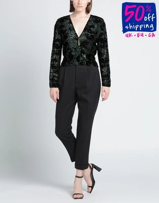 PVP €269 MAJE Top de Tul Talla 3 US8 L Verde Lentejuelas Drapeado Mangas Largas Foto 1 de 4