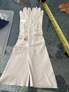 Vintage MCM Lavabile weiches Leder creme mit Perlen lange Handschuhe 19" Größe 6 3/4 - Bild 1 von 7