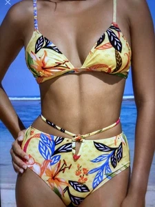 Costume da bagno bikini CUPSHE floreale con spalline hipster 2 pezzi donna taglia L nuovo con etichette - Foto 1 di 16