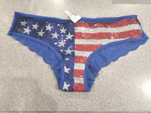 VS Pink Limited Edition Flag Sequins Lace Hipster Panty L Victoria's Secret - Picture 1 of 8