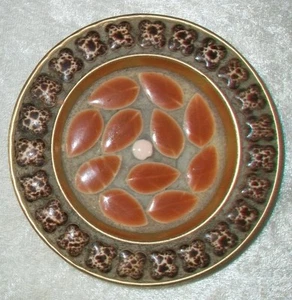 Vintage MCM Mid Century Modern Micro Mosaic Brown Porcelain Tile Coaster Japan - Picture 1 of 7