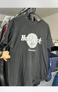 Vintage Orlando T Shirt Men's Large Hard Rock Cafe, Made in USA, 90s Black Gray - Picture 1 of 4