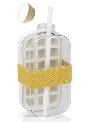 Cubo de Hielo Botella con Pajita-2 en 1 Sin Tacto (800ml / BLANCO) Foto 1 de 4