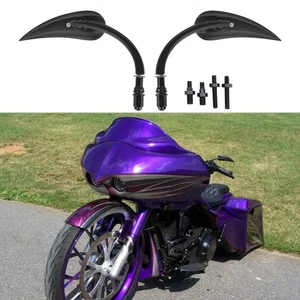 Teardrop Motorcycle Rearview Side Mirrors For Harley Road Glide Road King Custom - Picture 1 of 12