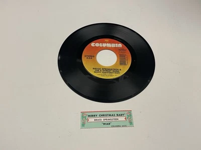 Jukebox 45 & Title Strip Bruce Springsteen Merry Christmas Baby War Clean Tested - Image 1 of 2