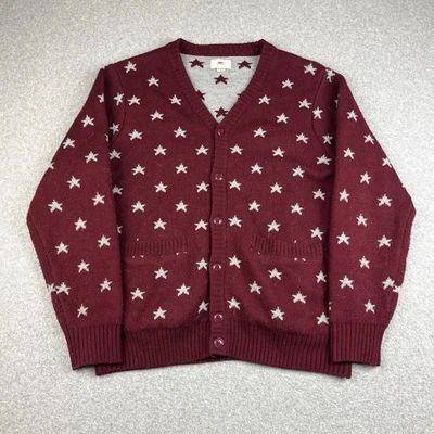 Obey Cardigan Sweater Mens Medium Maroon Stars Casual Skate Streetwear Fleece - Image 1 of 4