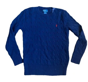 POLO RALPH LAUREN Jungen Pullover mit Zopfmuster Gr. Medium (10-12) dunkelblau Pulli - Bild 1 von 9