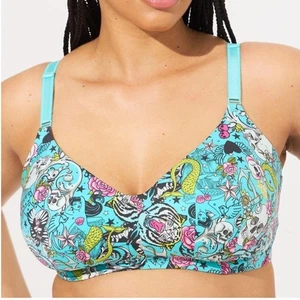 Torrid Curve Retro Tattoo Art Vintage Look leicht gefüttert Glätt BH 44C - Bild 1 von 6