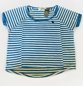 Ladies XS Abercrombie & Fitch Panel Striped T-shirt Top Blue & White BNWT - Picture 1 of 5