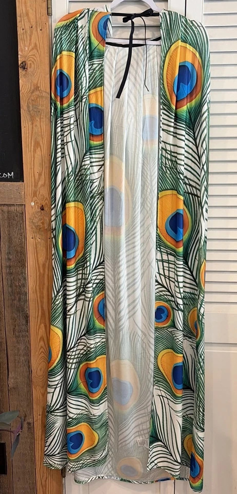 Peacock Polyester Hooded Cape One Size - Image 1 of 2