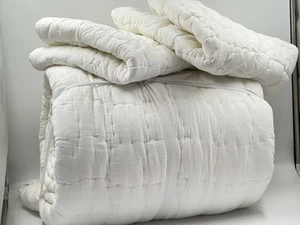 New Pottery Barn Cozy Cloud Handcrafted Quilt King + 2 Euro Shams, White - Picture 1 of 6