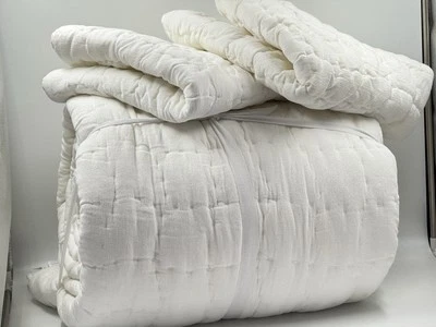 Nova Colcha King Artesanal Pottery Barn Cozy Cloud + 2 Euro Shams, Branca - Imagem 1 de 4