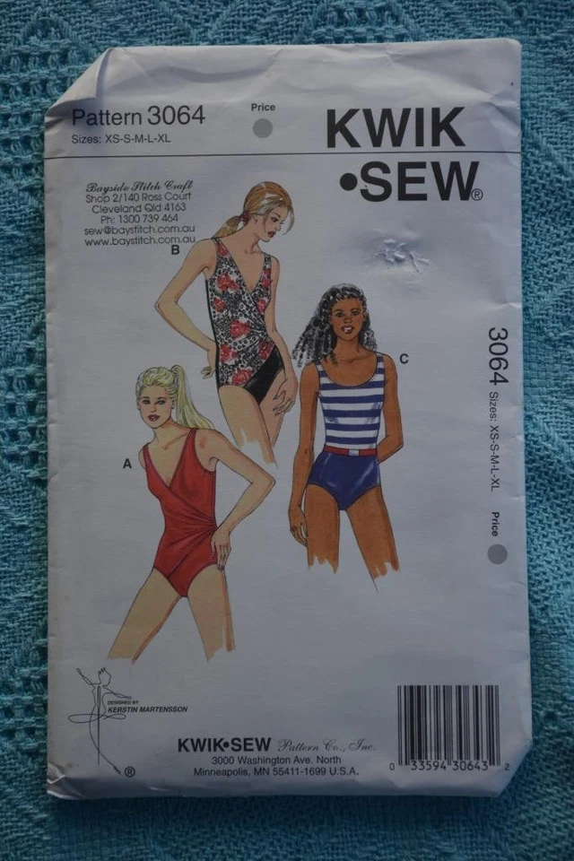 Kwik Sew #3064 Misses SWIMSUITS Sewing PATTERN Size XS-S-M-L-XL STRETCH FABRICS - image 1 of 1