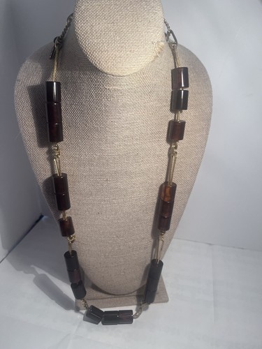 SAINT LAURENT (YSL) Cintura collana vintage YSL YVES SAINT LAURENT tono oro finta tartaruga lucite 35”