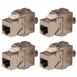 4 Pcs Cat6 RJ45 Network LAN 180 Degree Slim Shielded Keystone Jack FTP Tool Less - Picture 1 of 4