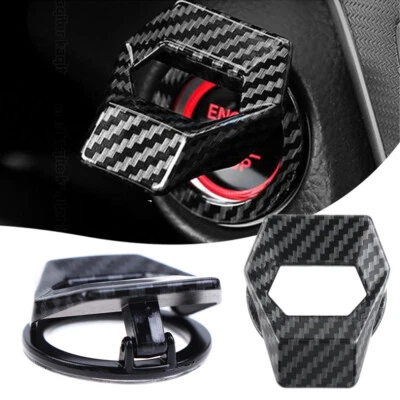 Car Engine Start Stop Button Cover Ring Ignition Carbon Fiber Trim Push Switch Foto 1 de 4