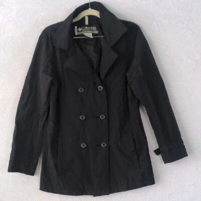 Chaqueta de trinchera de lluvia Columbia negra de nailon para mujer talla S Foto 1 de 4