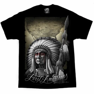 DGA David Gonzales Art First Americans Native Indian Chief Map Urban T-Shirt - Bild 1 von 3