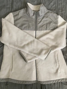 Danskin White Fleece Full Zip 2 Pkt Gray Fabric Panels Sz XL - Picture 1 of 10