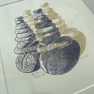 Original Linolschnittdruck "Pebble Towers" limitierte Auflage auf hochwertigem Zerkallpapier - Bild 1 von 7