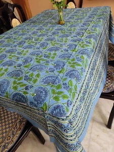 Rectangle Floral Table Cloth, Block Print table cover, Housewarming - Picture 1 of 8