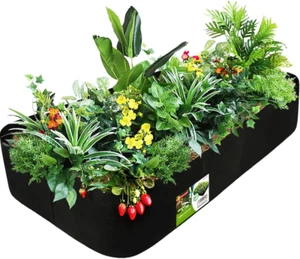 Fabric Raised Garden Bed, 58 Gallon 2 Grids Rectangle Garden Grow Bags, 2X4 FT B - Picture 1 of 12