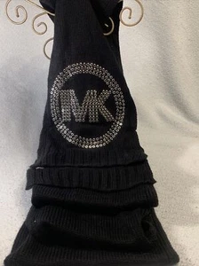 Michael Kors Charcoal Blackw/Silver Studs Logo Scarf 72" x 8" MSRP $88 - Picture 1 of 6
