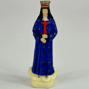 Vintage French Small Blue Plastic Mary Notre Dame De Pontmain Religious Figure - Picture 1 of 16