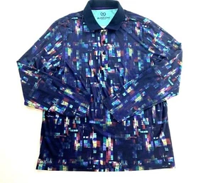 BUGATCHI UOMO Men's Size Medium 1/4 Button Down Henley Geometric Print EUC - Picture 1 of 7