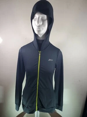Asics Sudadera con Capucha Atlética Para Mujer XS Negra Mezcla de Poliéster Absorbente Cremallera Completa LS Foto 1 de 4