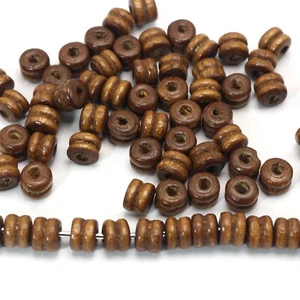 500 cuentas de madera Heishi columna estriada de café 6X5 mm ~ fabricación de brazaletes espaciadores de madera - Imagen 1 de 5