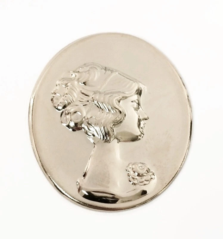 2 HALLAZGOS CAMAFEO OVALADOS CABEZA DAMA VICTORIANA CHAPADA EN ORO CLARO 49x40mm DE COLECCIÓN M291 Foto 1 de 3